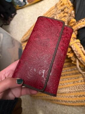 Relic Embossed Red Paisley Wallet Clutch